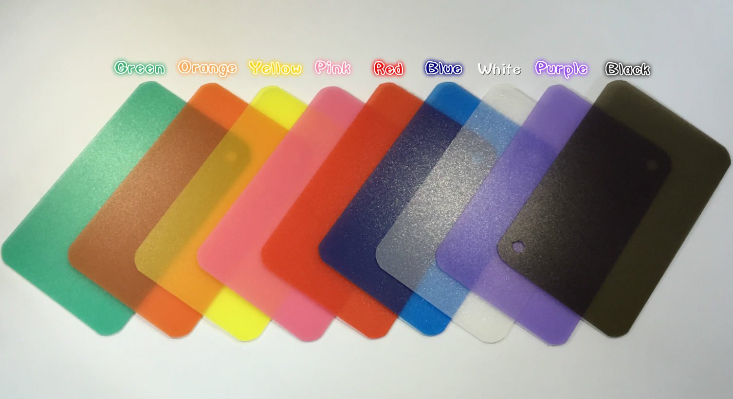 PP transparent colour chart